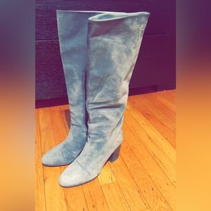 Authentic Preowned woman’s Grey Suede Chanel knee boots in sz 39